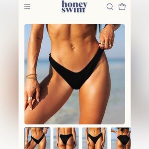 Honey swim size medium black ribbed classic swim bottom